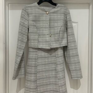 SHEIN Gray Checkered Women's Blazer